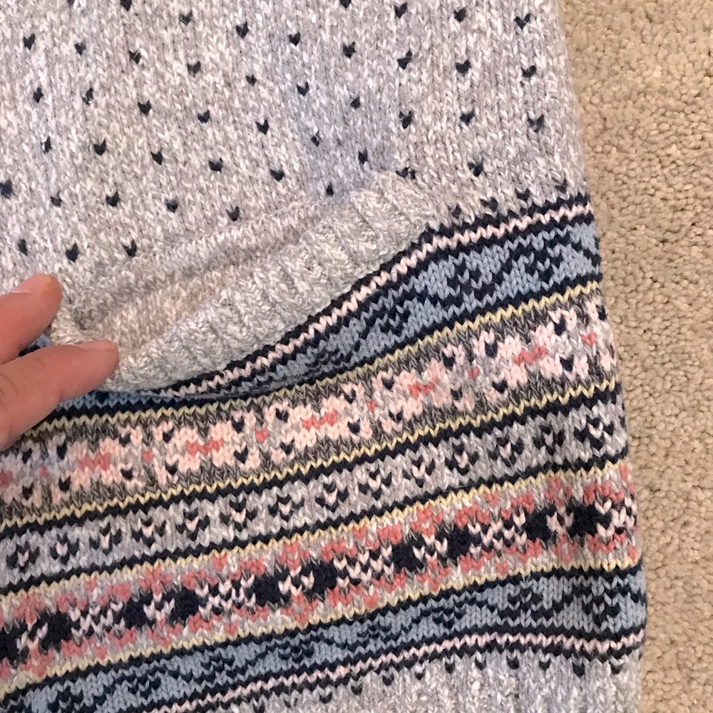 Vintage LizWear Cardigan Sweater Womens Small Zip Up Heavy Knit Fair Isle Grey - Picture 9 of 14
